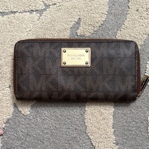 Michael Kors Dark Brown Wallet with Gold Logo